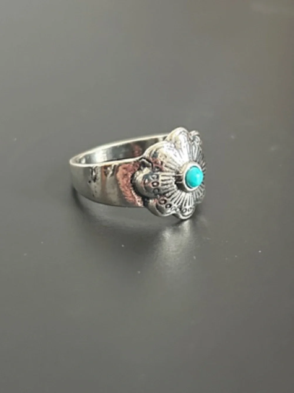 NWOT Silver and Turquoise Color Stackable Ring Set - Picture 3 of 5